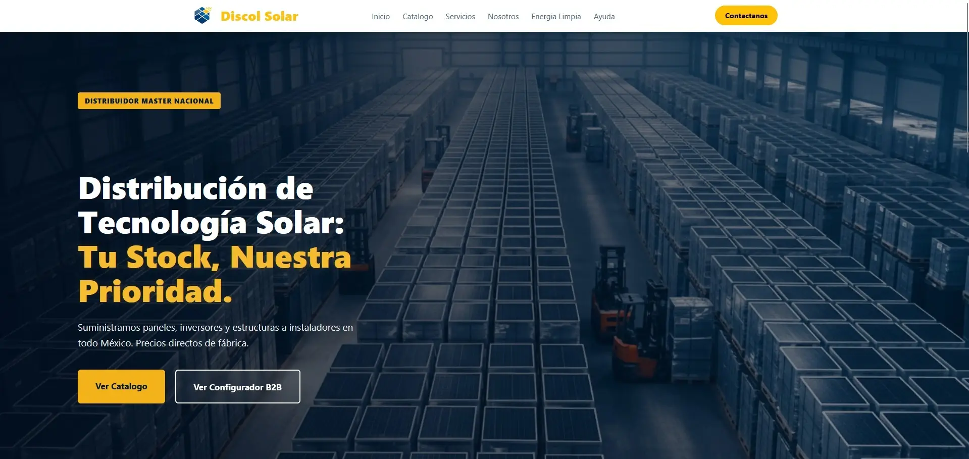 Diseño web minimalista y arquitectura de información optimizada para Discol Solar